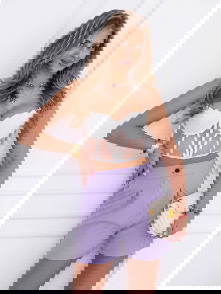 Liliowe szorty z wysokim... 2