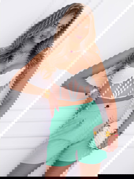 Miętowe szorty z wysokim... 2