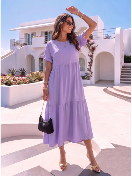 Liliowa sukienka oversize z...