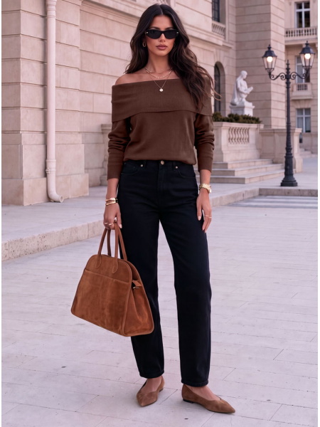 Czekoladowy sweter z... 2