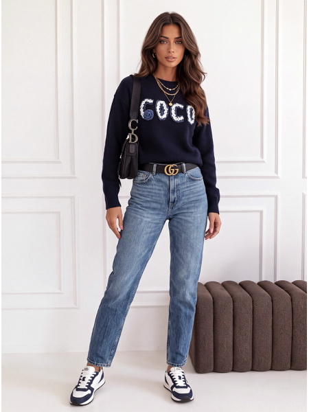 Granatowy sweter z... 2