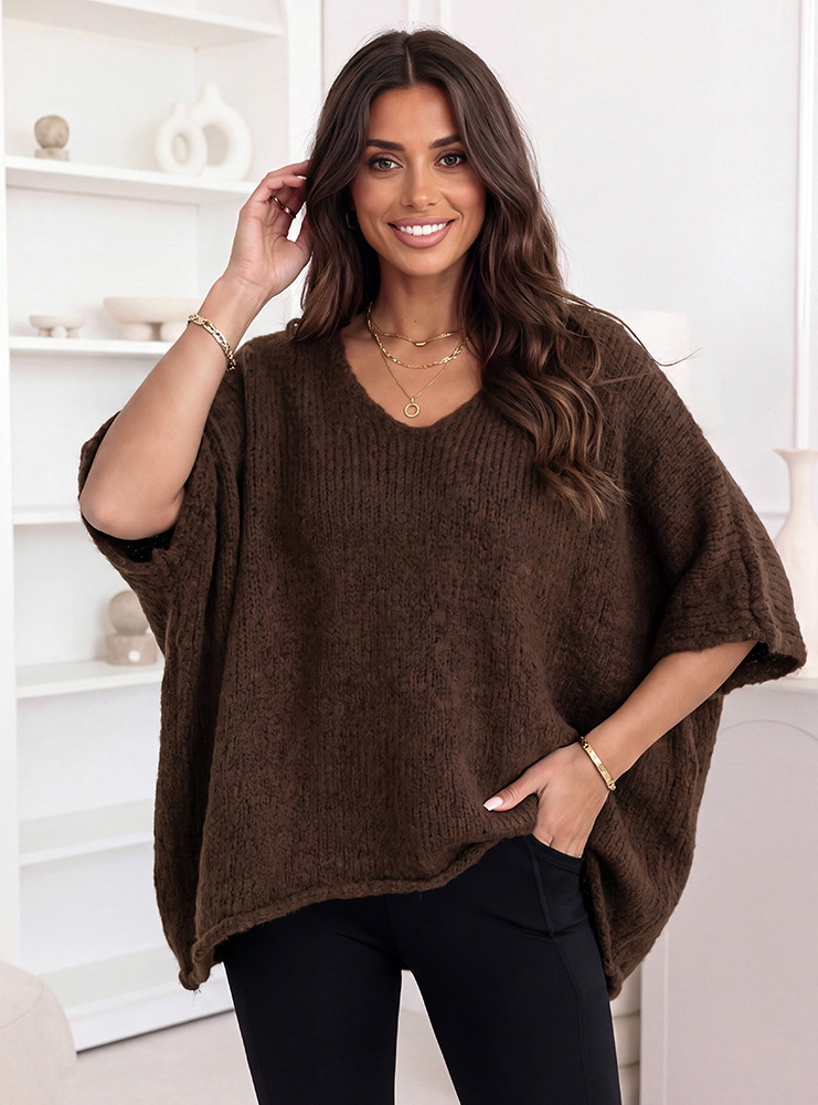 Czekoladowy dzianinowy sweter...
