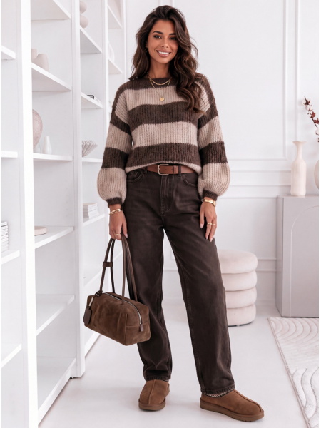 Czekoladowy sweter w paski... 2