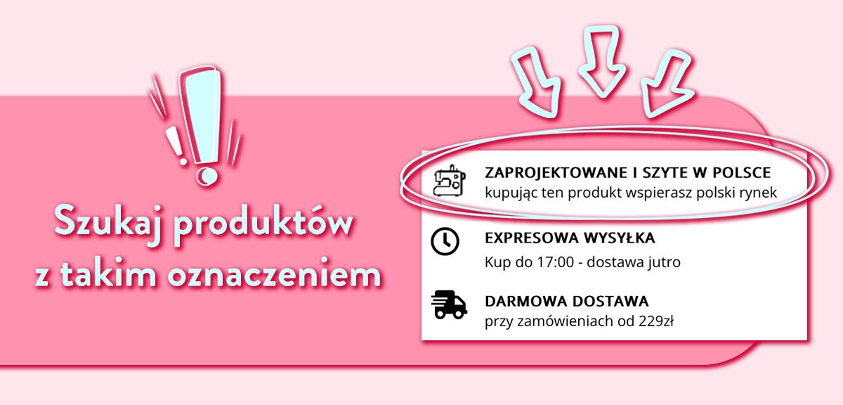 Szukaj produktów z takim oznaczeniem. Zaprojektowane i szyte w Polsce. Kupując ten produkt wspierasz polski rynek. Expresowa Wysyłka. Kup do 16:00 - dostawa jutro. Darmowa Dostawa przy zamówieniach od 200zł