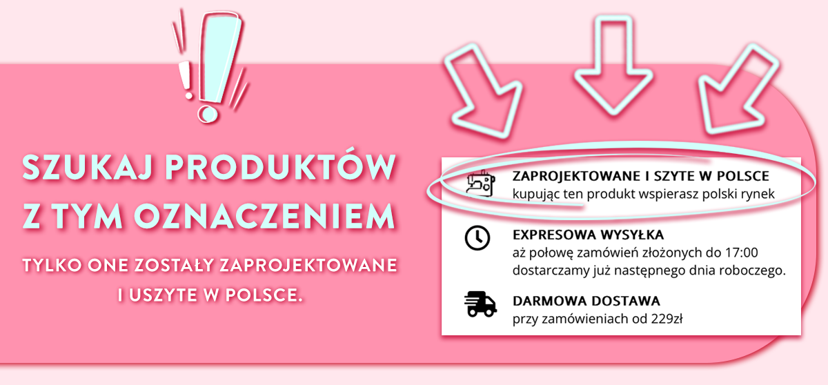 Szukaj produktów z takim oznaczeniem. Zaprojektowane i szyte w Polsce. Kupując ten produkt wspierasz polski rynek. Expresowa Wysyłka. Kup do 16:00 - dostawa jutro. Darmowa Dostawa przy zamówieniach od 200zł
